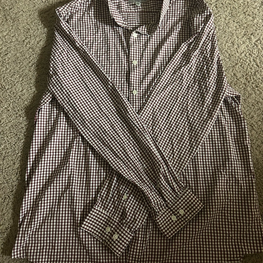 Express Men's Red and White Checkered Shirt